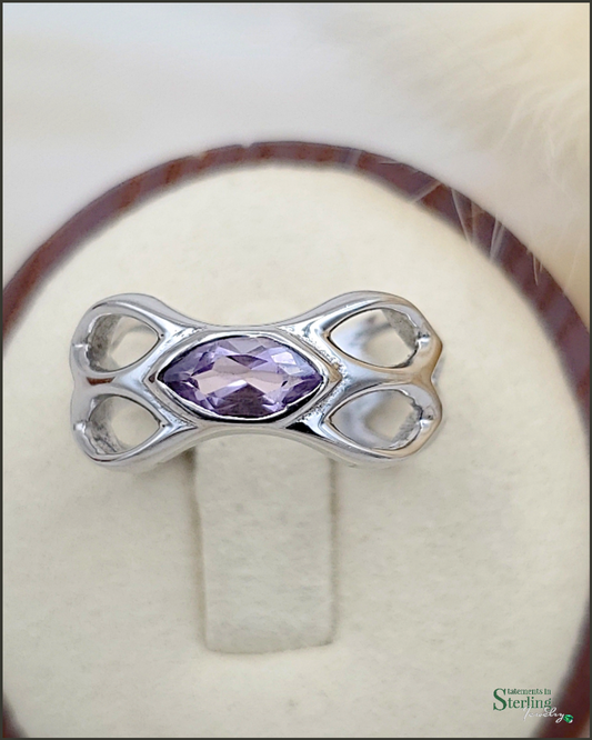 Gemstone and Sterling Silver Ring in Amethyst