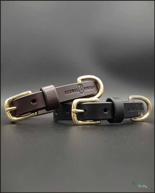 Iconic Vintage IV LUXE Handcrafted Petite Leather Dog Collar in Dark Havana