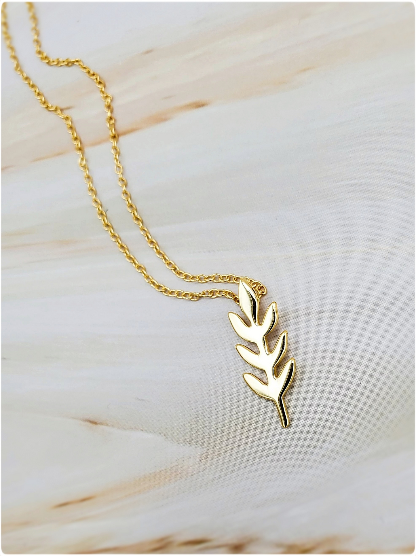 Sterling Silver Petite Leaf Necklace in Gold