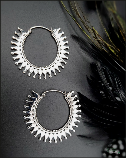 Sterling Silver Spiked Statement Hoop Earrings