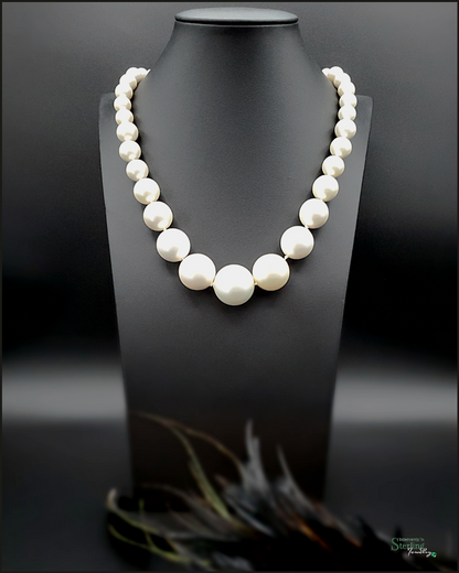 Vintage Ivory Shell Pearl and Sterling Silver Necklace