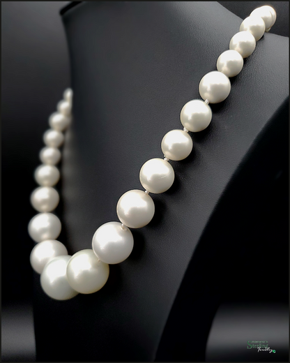 Vintage Ivory Shell Pearl and Sterling Silver Necklace