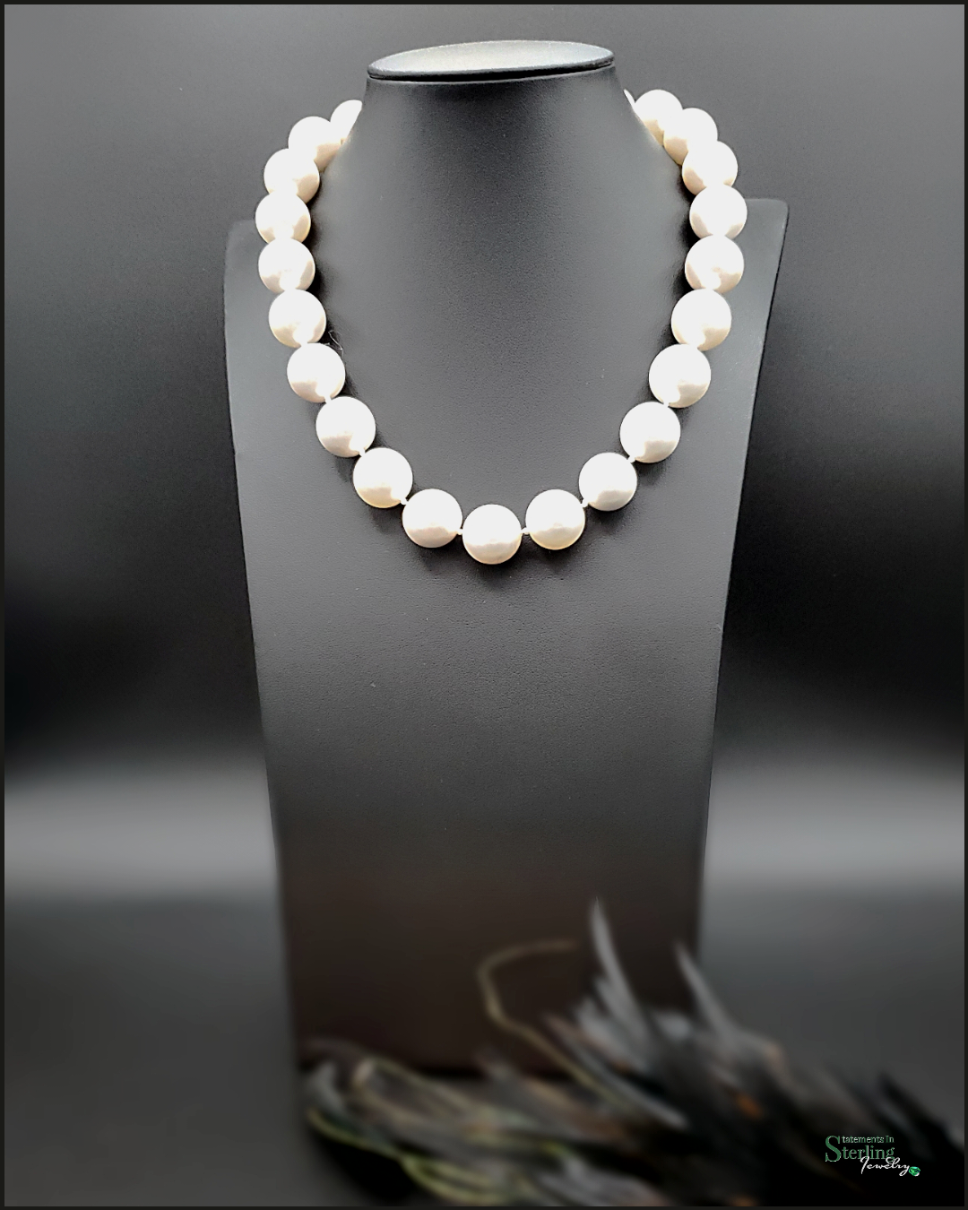 Vintage White Shell Pearl and Sterling Silver Necklace