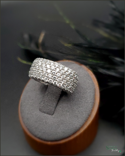 Vintage Sterling Silver Pave Band Ring