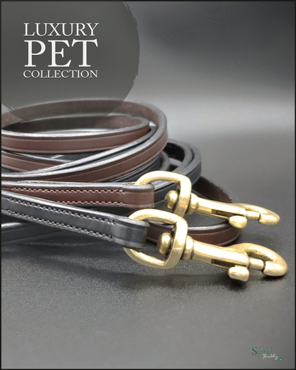 Iconic Vintage IV LUXE Leather Dog Show/Petite Leash in Black