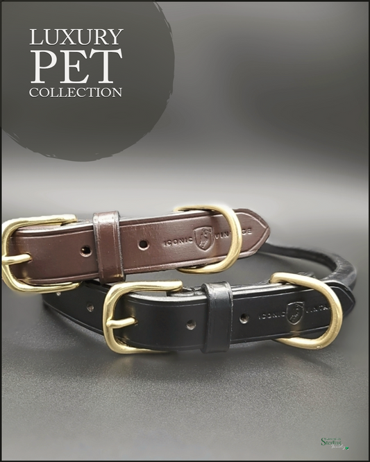 Iconic Vintage IV LUXE Handcrafted Rolled Leather Dog Collar in Black