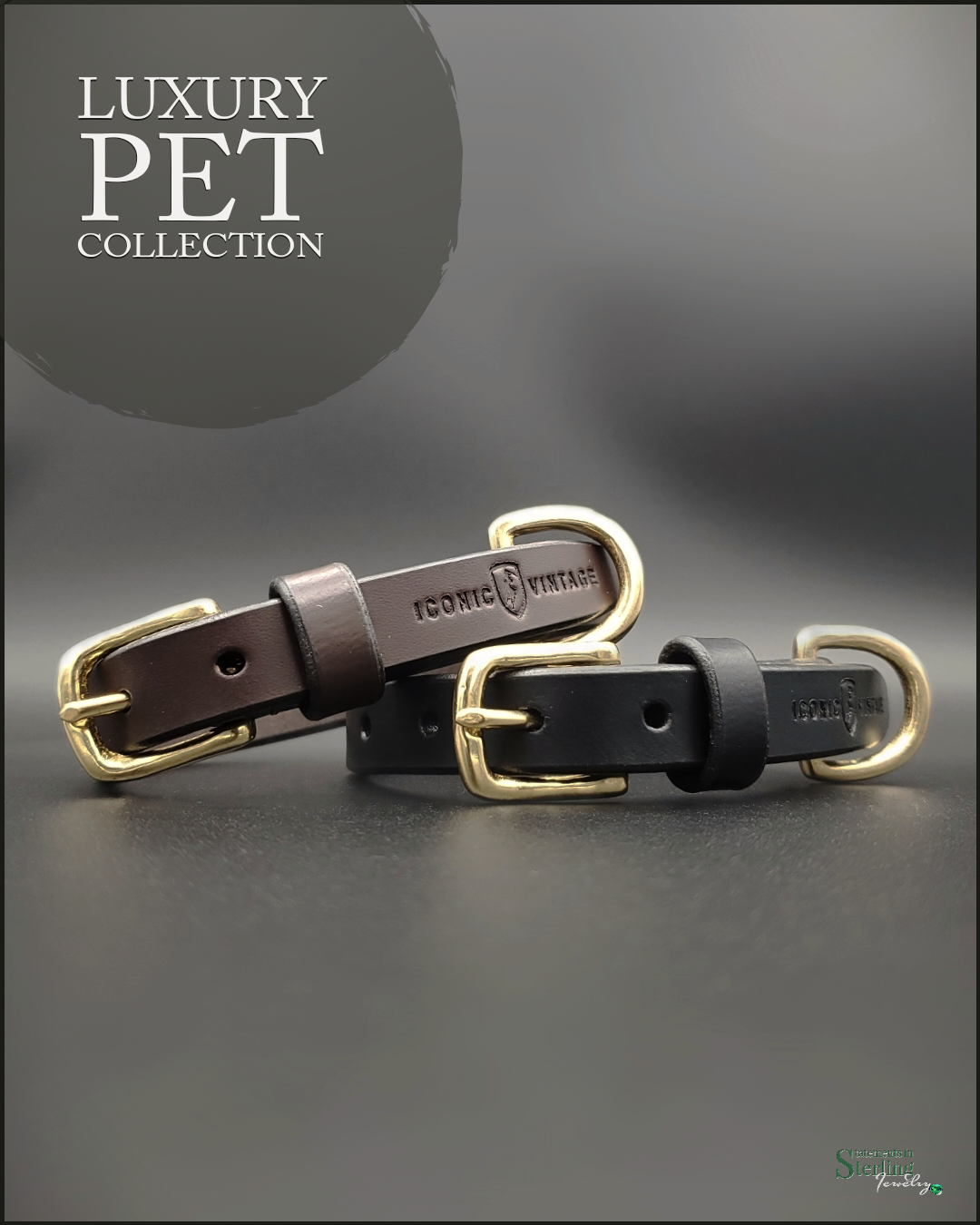 Iconic Vintage IV LUXE Handcrafted Petite Leather Dog Collar in Dark Havana