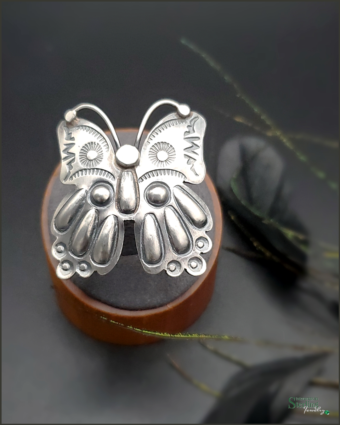 Navajo Sterling Silver Butterfly Ring by Tim Yazzie