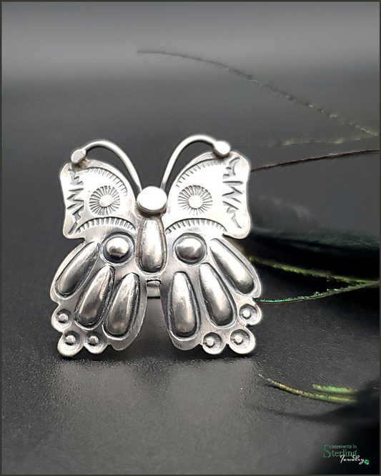 Navajo Sterling Silver Butterfly Ring by Tim Yazzie