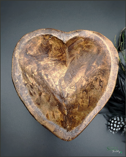 Spanish Oak Sweetheart Trinket Bowl