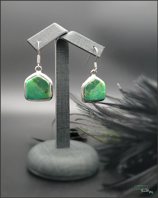 Green Turquoise and Sterling Silver Earrings