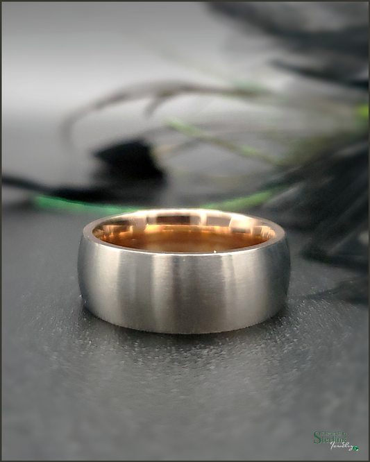 Titanium Ring Band in Brushed Silver/Rose