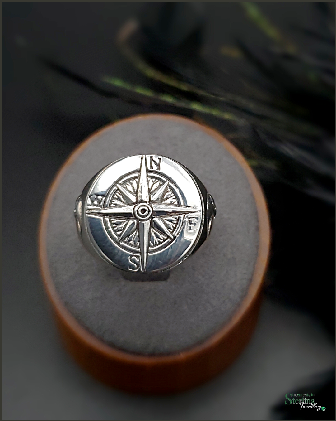 Compass Ring in Polished Sterling Silver