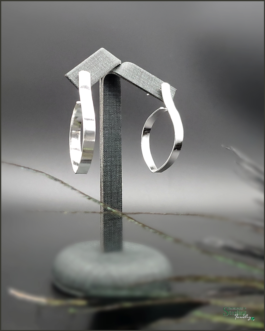 Sterling Silver Abstract Hoop Earrings