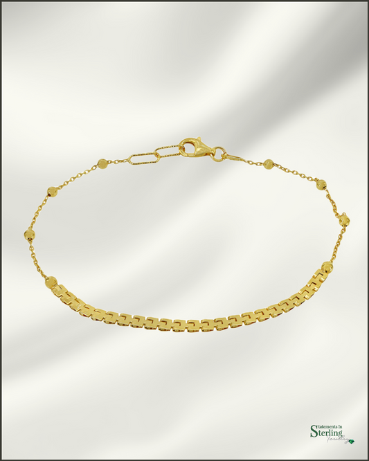 Sterling Silver Italian Double Link Bracelet in Gold