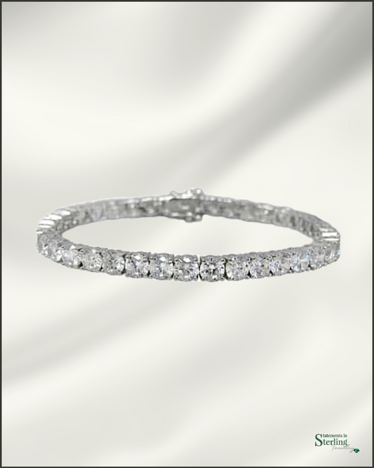 Sterling Silver Round Cubic Zirconia Tennis Bracelet