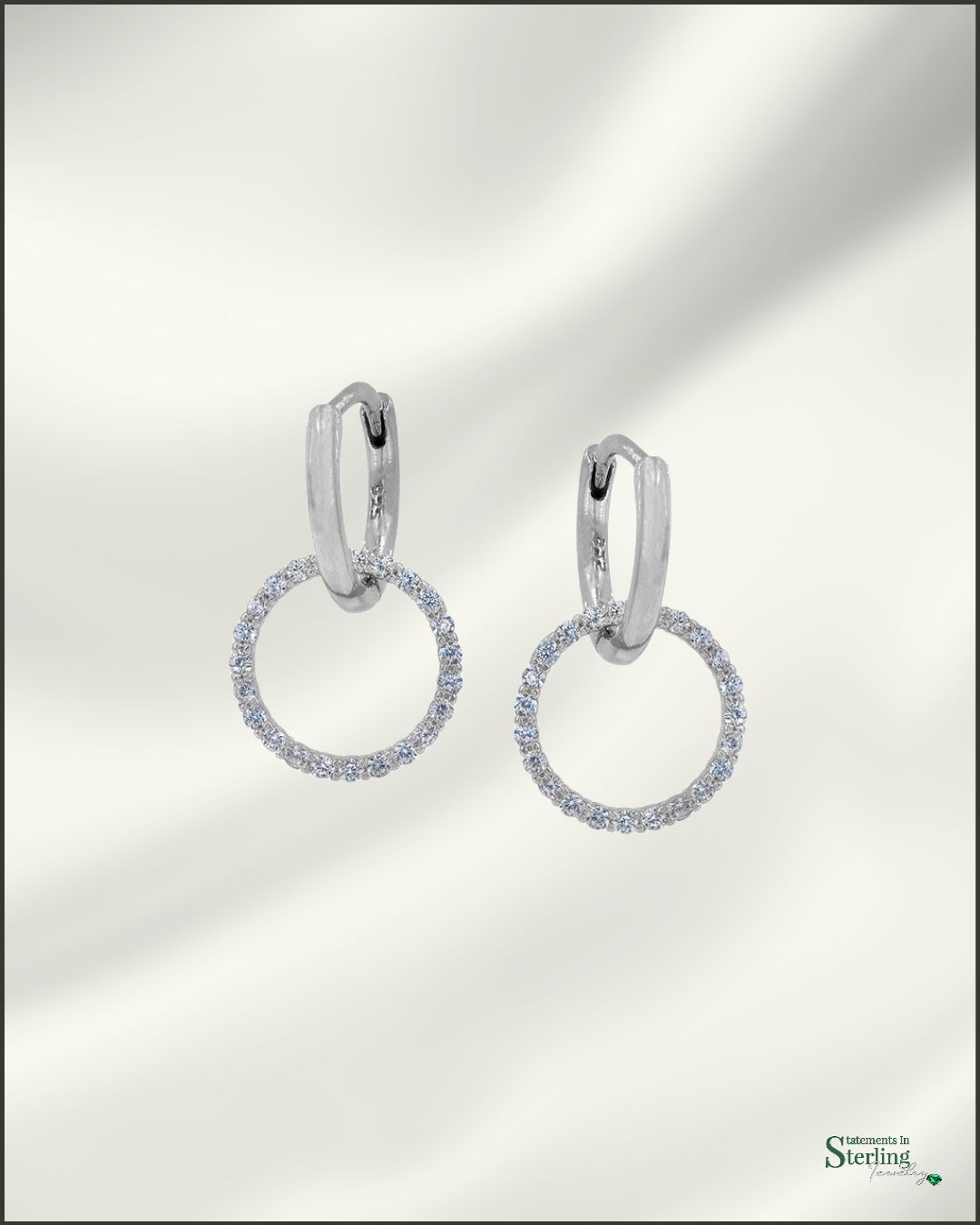 Delicate Sterling Silver Convertible Hoop Earrings in Silver with Cubic Zirconia