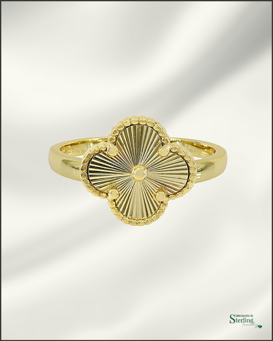 Sterling Silver Clover Ring in Gold