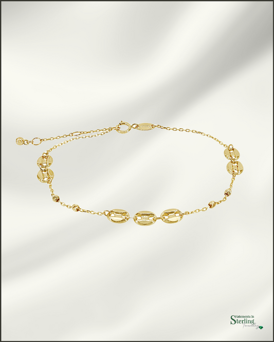 10k Gold Diamond Cut Bead Bracelet