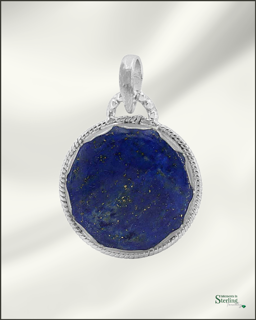 Lapis Lazuli and Sterling Silver Round Pendant