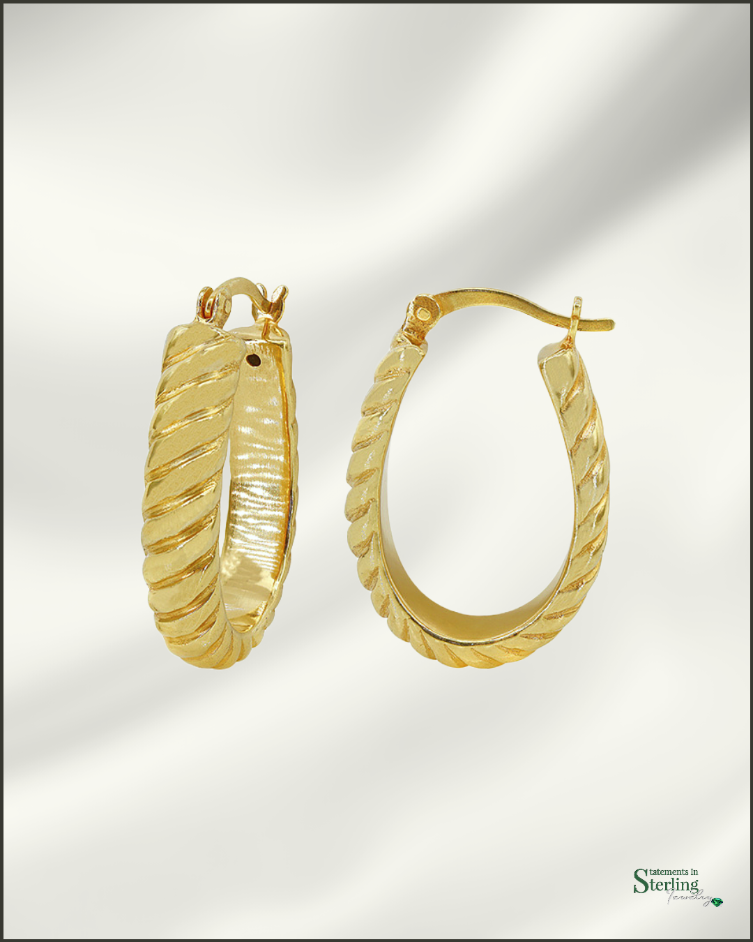 Sterling Silver Twisted Hoop Earrings in Gold