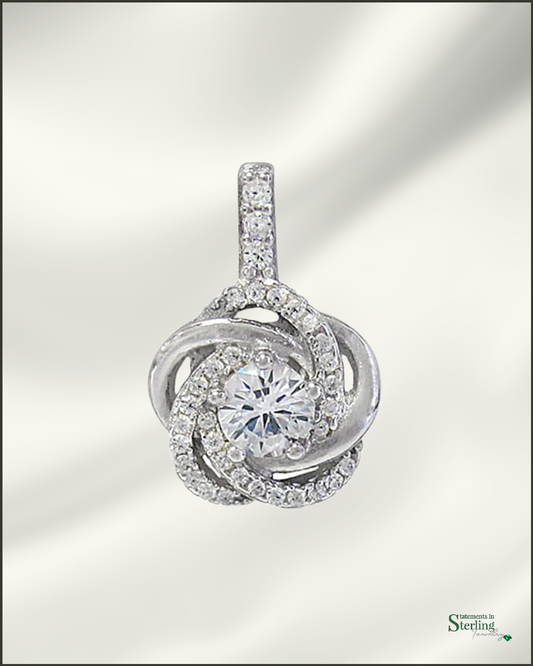 Sterling Silver and Cubic Zirconia Love Knot Pendant