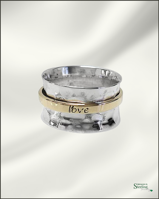 Sterling Silver and Brass "Love" Spinner Ring