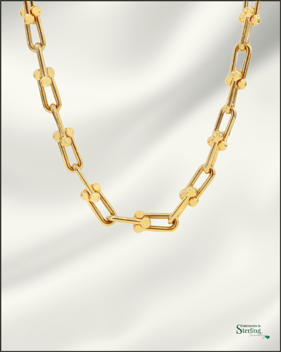 10k Gold U Link Hardware Necklace