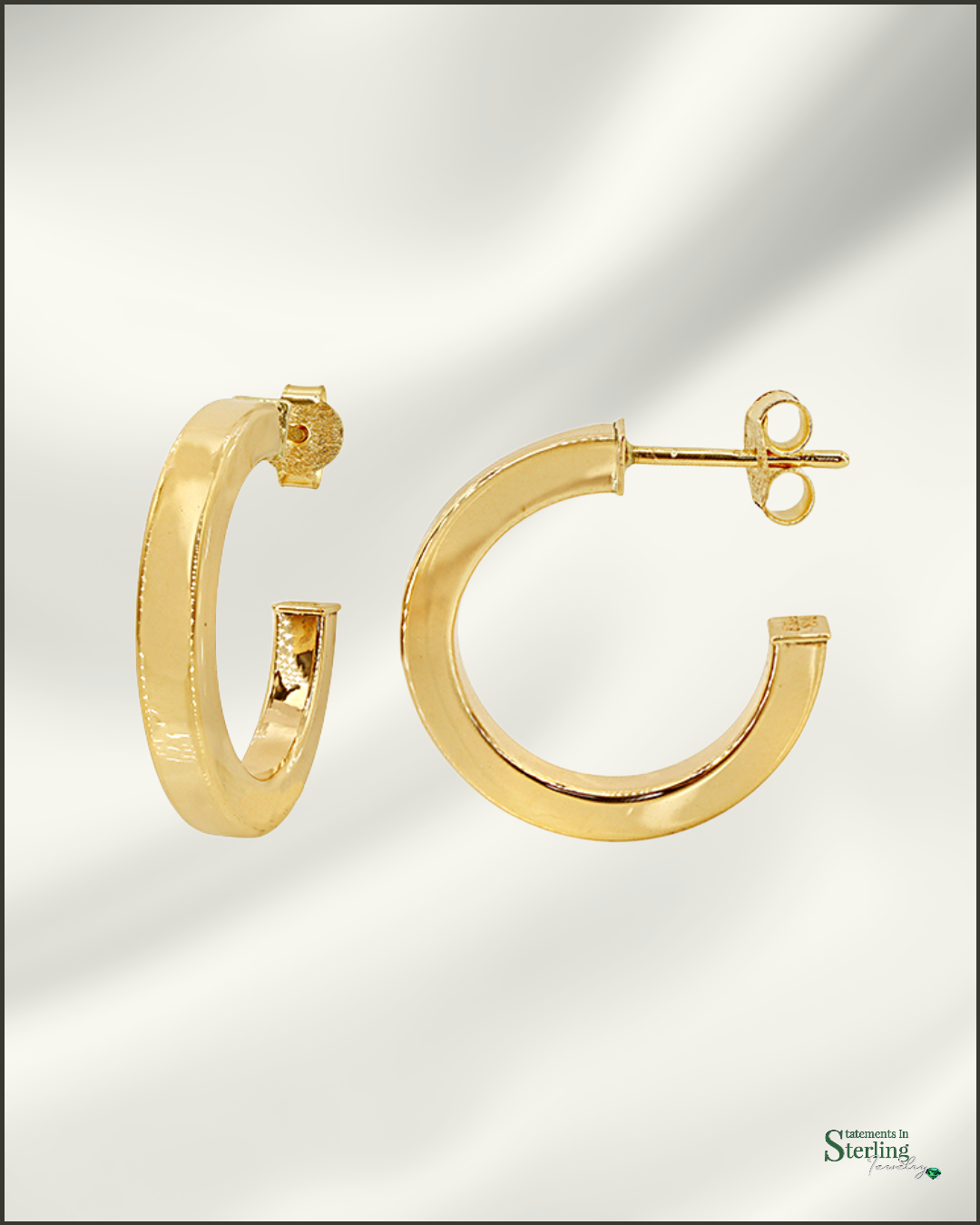 10k Yellow Gold Squared Hoop Earrings