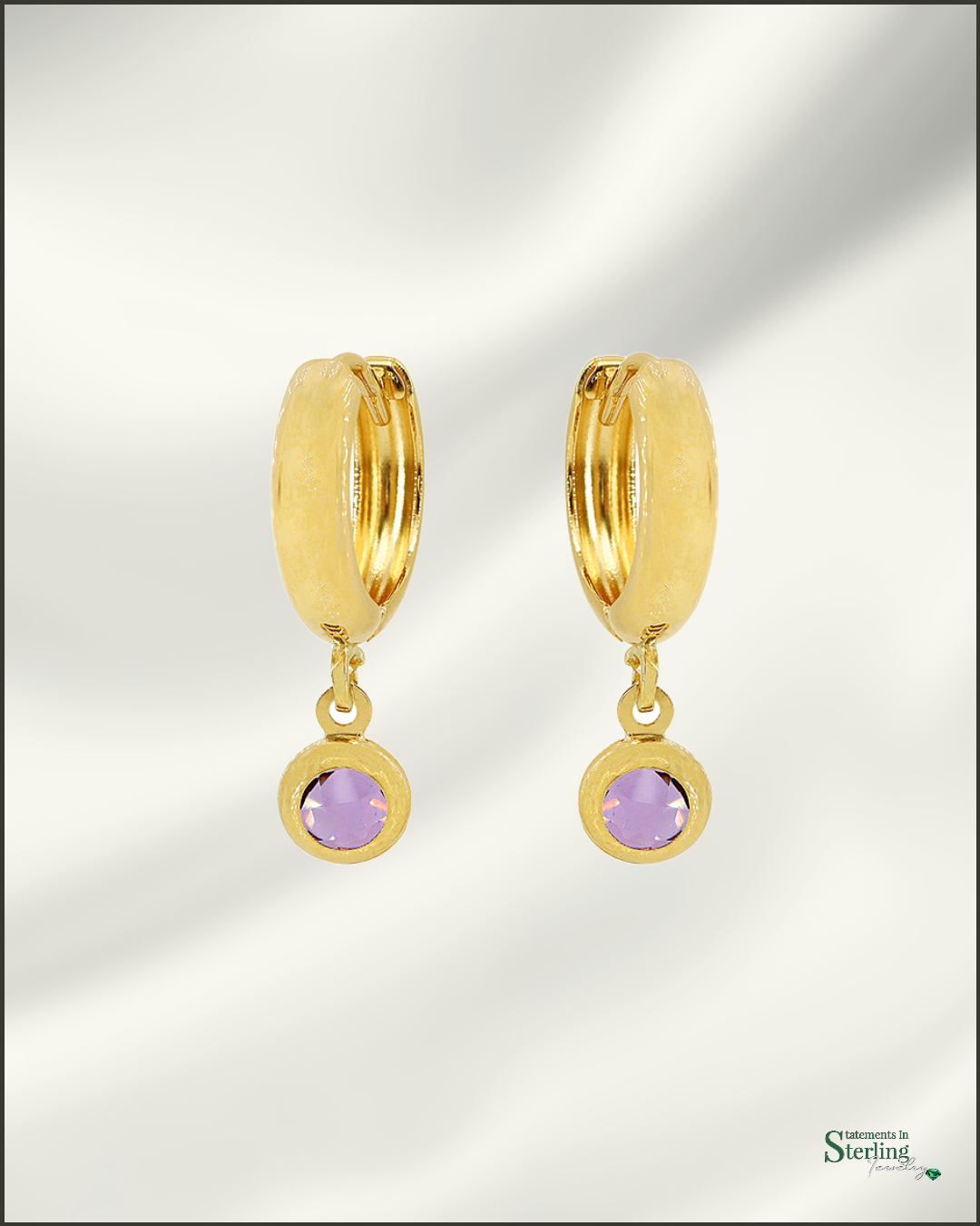 10k Gold Purple Amethyst Earrings