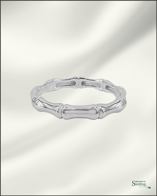 Sterling Silver Bamboo Style Ring Band