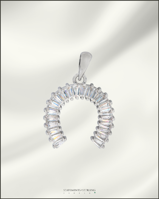 Sterling Silver and Cubic Zirconia Horseshoe Pendant
