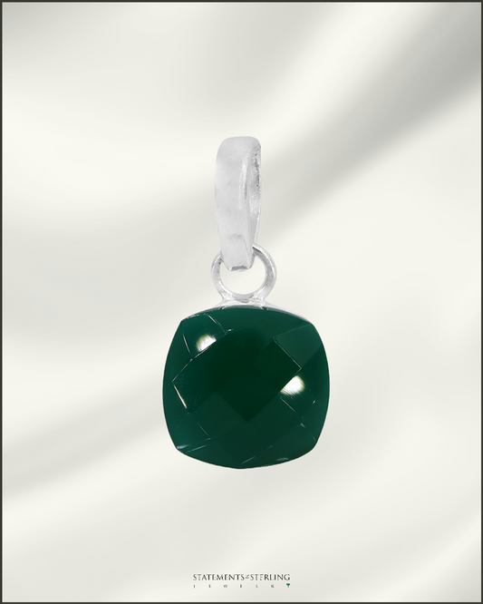 Green Onyx and Sterling Silver Pendant