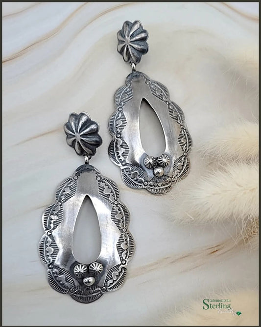 Navajo Sterling Silver Concho Earrings by Rita Lee