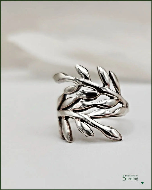 Sterling Silver Leaves Ring