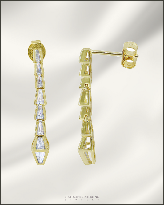 Sterling Silver and Cubic Zirconia Serpent Earrings in 14k Gold Vermeil