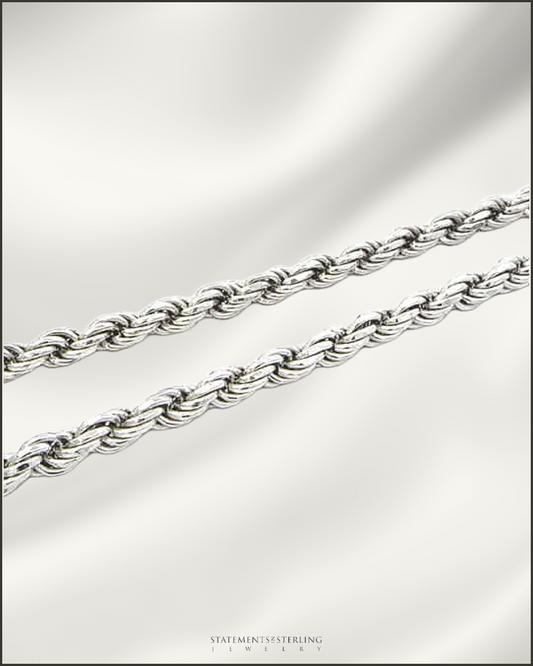 Italian Sterling Silver Diamond Cut Rope Chain - 5.6mm