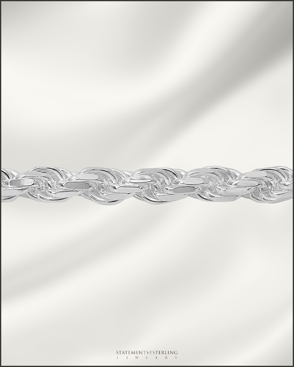 Italian Sterling Silver Diamond Cut Rope Chain - 1.2mm
