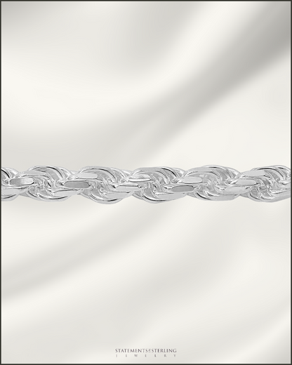 Italian Sterling Silver Diamond Cut Rope Chain - 1.2mm