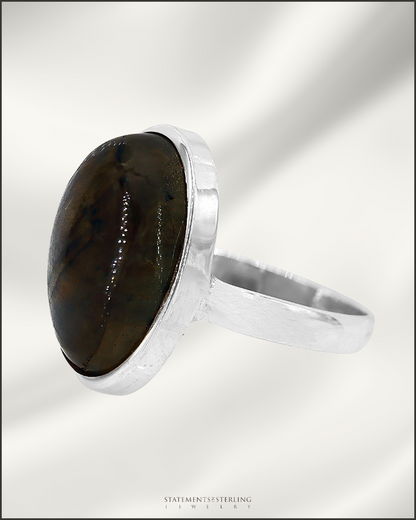 Gemstone and Sterling Silver Oval Ring in Labradorite