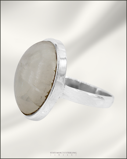 Gemstone and Sterling Silver Oval Ring in Moonstone