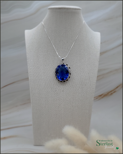 Siberian Blue Quartz and Sterling Silver Pendant