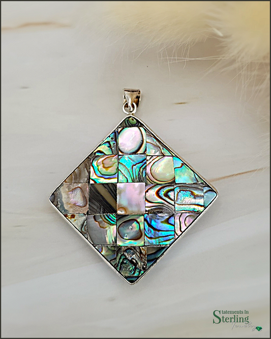 Abalone Shell Inlay and Sterling Silver Reversible Pendant