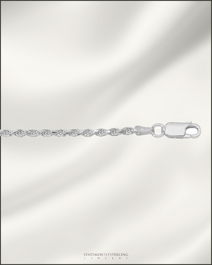Italian Sterling Silver Diamond Cut Rope Chain - 1.2mm