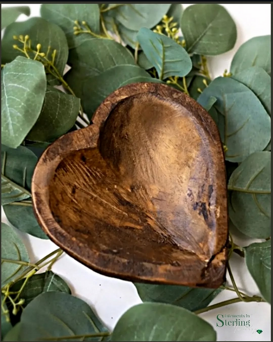 Spanish Oak Sweetheart Trinket Bowl