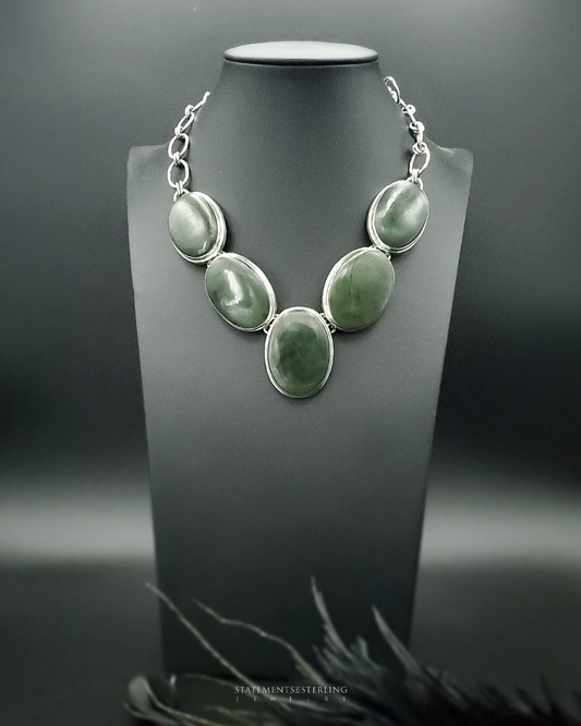 Rainforest Jasper and Sterling Silver Statement Necklace