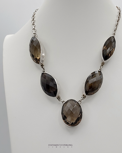 Smoky Quartz and Sterling Silver Necklace
