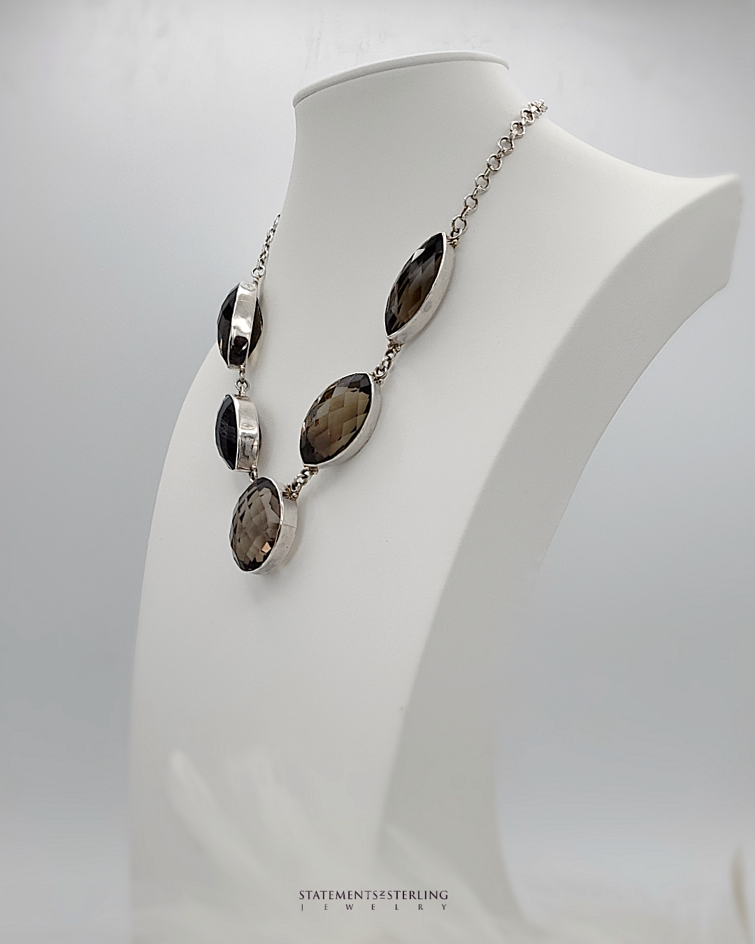 Smoky Quartz and Sterling Silver Necklace