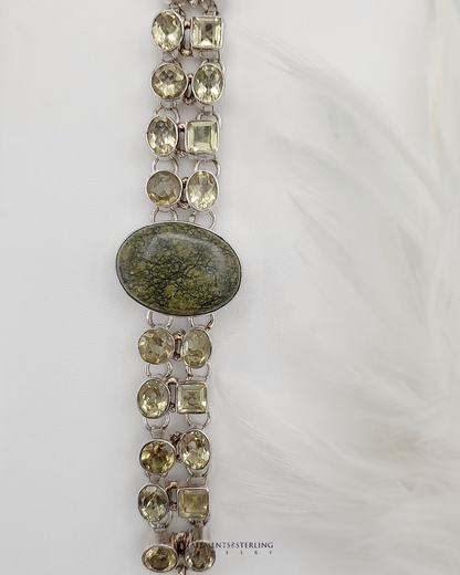 Rainforest Jasper, Citrine and Sterling Silver Bracelet