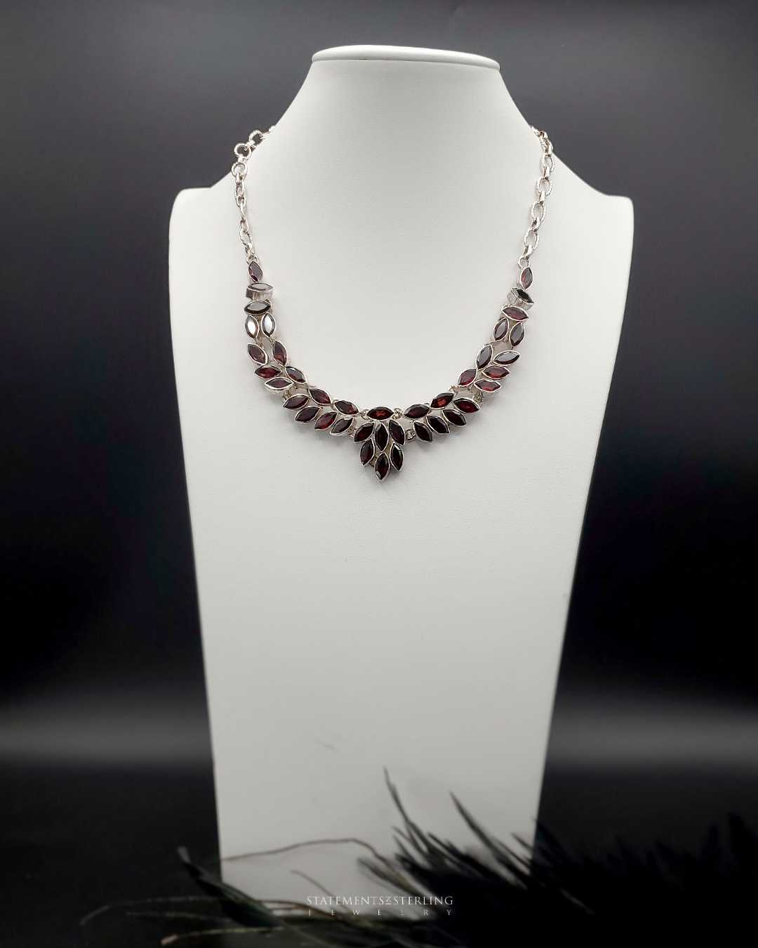 Garnet and Sterling Silver Pomegranate Seed Necklace and Earrings Set
